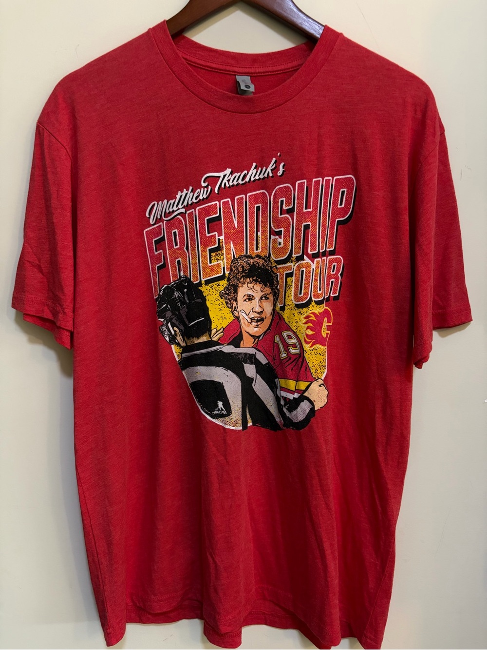 Matthew Tkachuk Friendship Tour Calgary Flames NHL T-Shirt Red Size XL